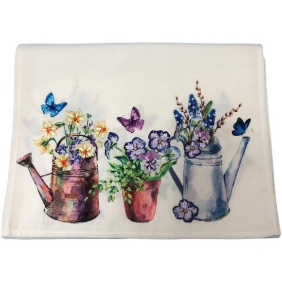 K&K Tabletops Floral Watering Cans Decorative Table Runner - 16" x 72" - Picture 2 of 3
